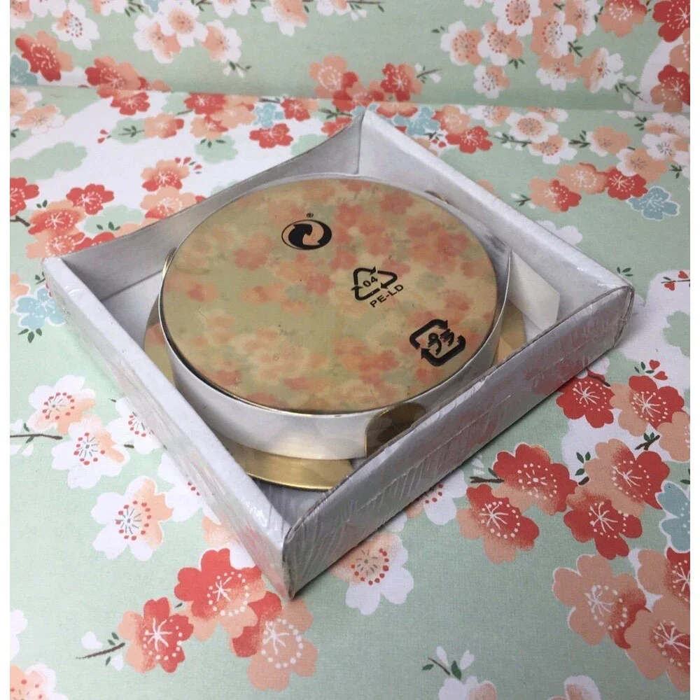 Ikea Set of 6 Gold plated metallic Coasters 8.5 cm Home New